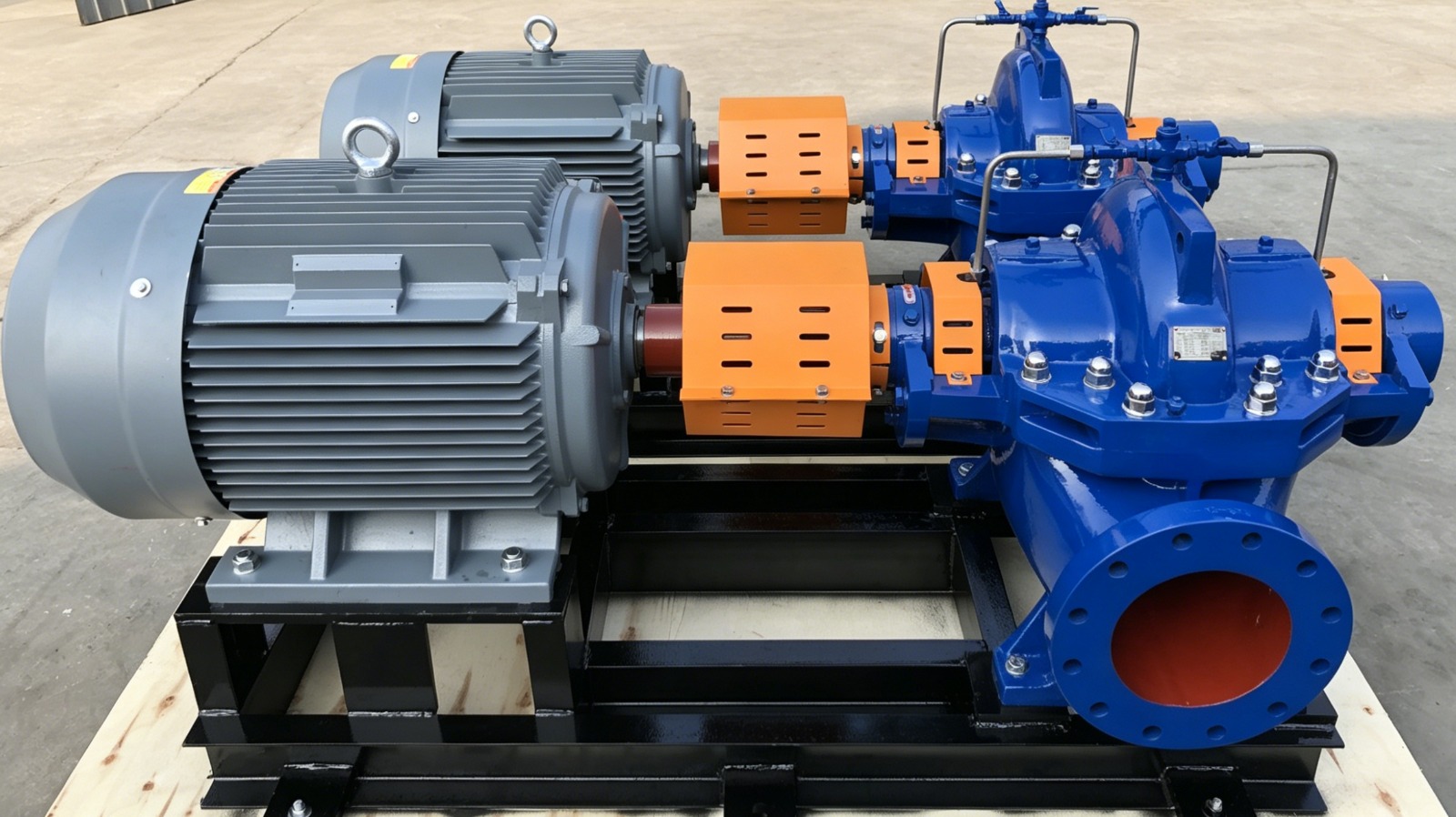 Split-case pump and motor sets